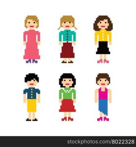 pixel people avatar set. pixel people avatar set vector art illustration