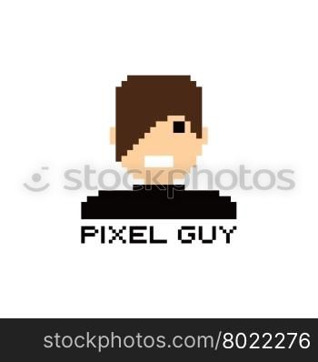 pixel people theme avatar guy. pixel people theme avatar guy vector art illustration
