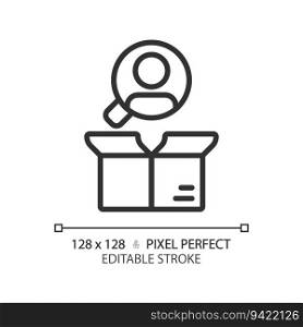 Pixel perfect editable black customer focus icon, isolated vector, product management thin line illustration.. 2D customizable customer focus linear icon