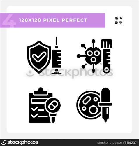 Pixel perfect glyph style icons pack of bacteria, simple silhouette illustration.. 2D glyph style bacteria silhouette icons pack