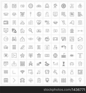 Pixel Perfect Set of 100 Vector Line Icons such as graph, back, camera, arrow, image Vector Illustration