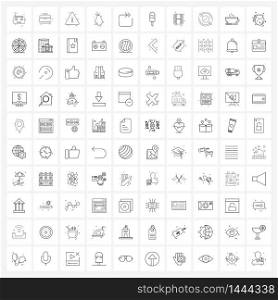 Pixel Perfect Set of 100 Vector Line Icons such as loop, right, error, arrow, fruit Vector Illustration