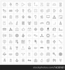 Pixel Perfect Set of 100 Vector Line Icons such as up, clothes, electric current, shirt, video Vector Illustration