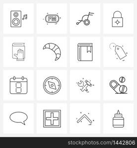 Pixel Perfect Set of 16 Vector Line Icons such as institution, locked, am, lock, patient Vector Illustration