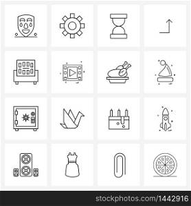 Pixel Perfect Set of 16 Vector Line Icons such as interior, furniture, hourglass, up, arrow Vector Illustration