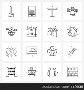 Pixel Perfect Set of 16 Vector Line Icons such as map, globe, map, man, document Vector Illustration