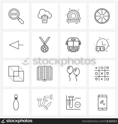 Pixel Perfect Set of 16 Vector Line Icons such as mouse, fruit, gear, food, lemon Vector Illustration