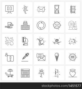 Pixel Perfect Set of 25 Vector Line Icons such as education, book, chat, timer, sand Vector Illustration