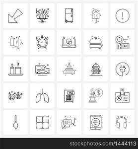 Pixel Perfect Set of 25 Vector Line Icons such as sound, map, machine, gps, food Vector Illustration
