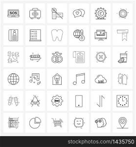 Pixel Perfect Set of 36 Vector Line Icons such as gear, business, handicap, wedding, love Vector Illustration