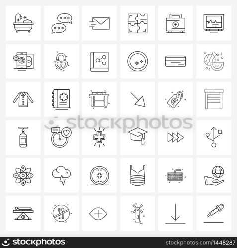 Pixel Perfect Set of 36 Vector Line Icons such as health, medicine, message, camping, marketing Vector Illustration