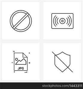 Pixel Perfect Set of 4 Vector Line Icons such as access, file, forbidden, proximity, file extension Vector Illustration