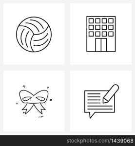 Pixel Perfect Set of 4 Vector Line Icons such as activities, carnival, outdoor, house, mask Vector Illustration