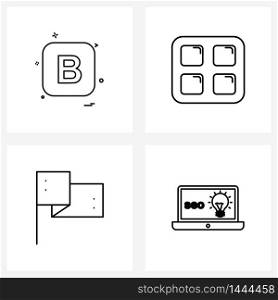 Pixel Perfect Set of 4 Vector Line Icons such as alphabet, powder, font, beauty, country Vector Illustration