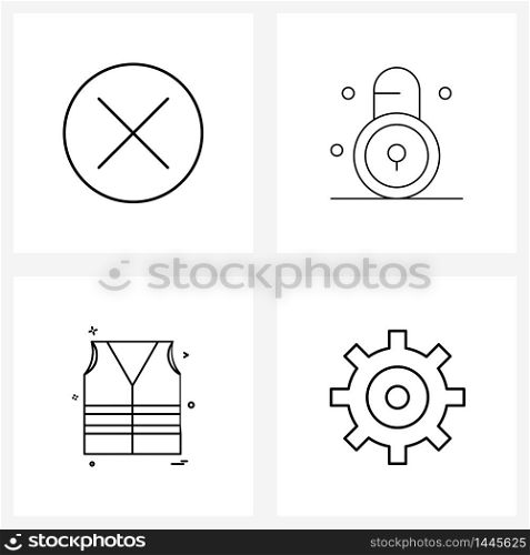 Pixel Perfect Set of 4 Vector Line Icons such as basic, jacket, code, programming, labor Vector Illustration