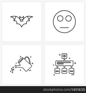 Pixel Perfect Set of 4 Vector Line Icons such as bat, turbine, emotes, normal, network Vector Illustration