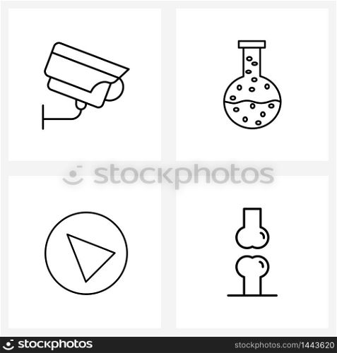 Pixel Perfect Set of 4 Vector Line Icons such as capture, up, video, lab, bone Vector Illustration