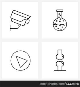 Pixel Perfect Set of 4 Vector Line Icons such as capture, up, video, lab, bone Vector Illustration