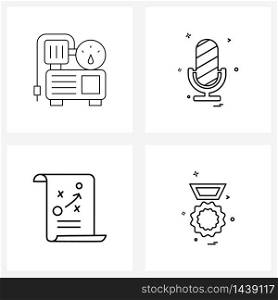 Pixel Perfect Set of 4 Vector Line Icons such as car, file, service, mic , law Vector Illustration