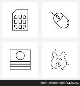 Pixel Perfect Set of 4 Vector Line Icons such as card; business; computer; office; wildlife Vector Illustration