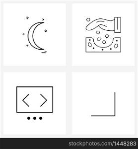 Pixel Perfect Set of 4 Vector Line Icons such as crescent, arrow, seed, coding, down Vector Illustration