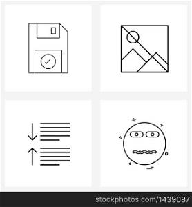 Pixel Perfect Set of 4 Vector Line Icons such as development, after, save, photo, spacing Vector Illustration
