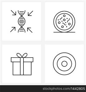 Pixel Perfect Set of 4 Vector Line Icons such as dna, gibbon, hospital, antibiotics, focus Vector Illustration