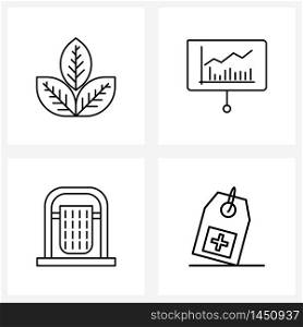 Pixel Perfect Set of 4 Vector Line Icons such as eco, trash bin, nature, graph, dustbin Vector Illustration