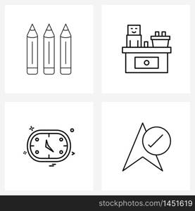 Pixel Perfect Set of 4 Vector Line Icons such as edit, hours, barista, server, Vector Illustration