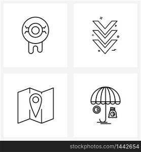 Pixel Perfect Set of 4 Vector Line Icons such as eye ball, coordinate, medical, arrows, map Vector Illustration