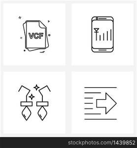 Pixel Perfect Set of 4 Vector Line Icons such as file, beauty, files, smart phone, indent Vector Illustration
