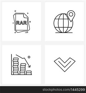 Pixel Perfect Set of 4 Vector Line Icons such as file, diagram, files, navigation, growth Vector Illustration