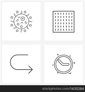 Pixel Perfect Set of 4 Vector Line Icons such as fit, right, health, haze, turn Vector Illustration