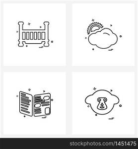 Pixel Perfect Set of 4 Vector Line Icons such as furniture, news, sun, weather, animal Vector Illustration