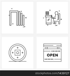 Pixel Perfect Set of 4 Vector Line Icons such as graph, coin, graph bars, dollar, year Vector Illustration
