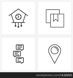 Pixel Perfect Set of 4 Vector Line Icons such as house, send, bird, shipping, location Vector Illustration