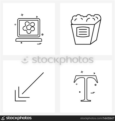 Pixel Perfect Set of 4 Vector Line Icons such as laptop, arrow, research, corn, direction Vector Illustration