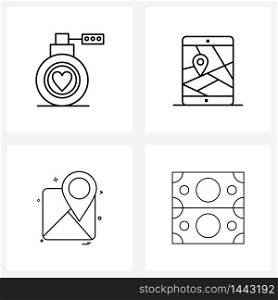 Pixel Perfect Set of 4 Vector Line Icons such as love, navigation, wedding, sports, banking Vector Illustration