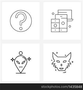 Pixel Perfect Set of 4 Vector Line Icons such as mark, location, computer, platforms, animal Vector Illustration