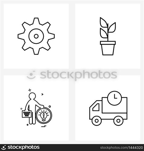 Pixel Perfect Set of 4 Vector Line Icons such as media, idea, tool, growth, avatar Vector Illustration