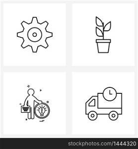 Pixel Perfect Set of 4 Vector Line Icons such as media, idea, tool, growth, avatar Vector Illustration