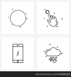 Pixel Perfect Set of 4 Vector Line Icons such as media, phone, video, hands, cloudy Vector Illustration