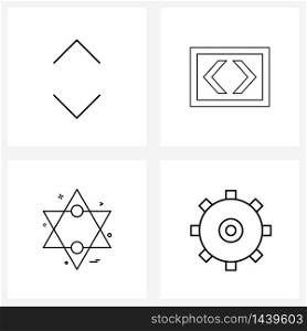 Pixel Perfect Set of 4 Vector Line Icons such as move, nuclear, color, xml, power Vector Illustration