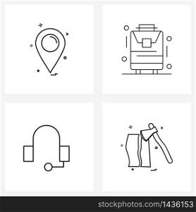 Pixel Perfect Set of 4 Vector Line Icons such as navigation; service; map; service; labour Vector Illustration