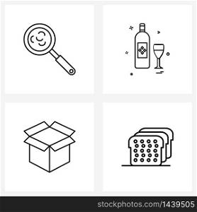 Pixel Perfect Set of 4 Vector Line Icons such as search, delivery, bacteria, glass, package Vector Illustration