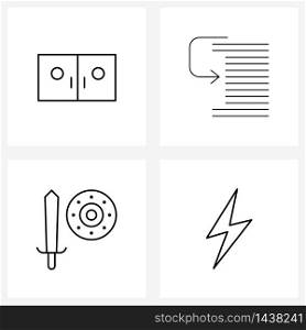Pixel Perfect Set of 4 Vector Line Icons such as spa saloon; sword; wardrobe; into; electric current Vector Illustration