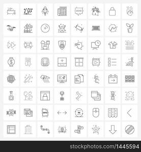 Pixel Perfect Set of 64 Vector Line Icons such as conversation, chat, travel, messages, paper Vector Illustration