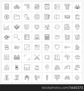 Pixel Perfect Set of 64 Vector Line Icons such as cupboard, xmas, study, Christmas, ball Vector Illustration