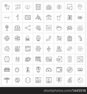 Pixel Perfect Set of 64 Vector Line Icons such as dollar, coupon, video, <Layer>, calculations Vector Illustration