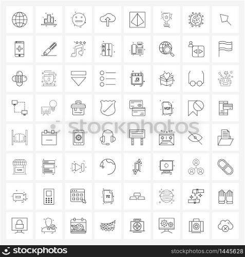 Pixel Perfect Set of 64 Vector Line Icons such as geometry, dimensional, emoji, cloud storage, cloud Vector Illustration